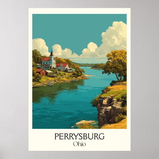 Perrysburg Ohio Historic River Town Fort Meigs Art Poster (Vorne)