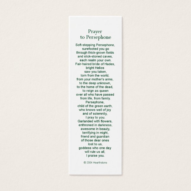 Persephone Praetcard (Vorderseite)