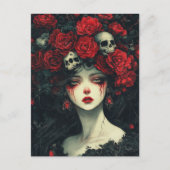 Persephone Red Blume and Skulls Postkarte
