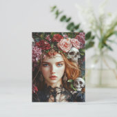 Persephone-Rose und Skulls Postkarte (Stehend Vorderseite)