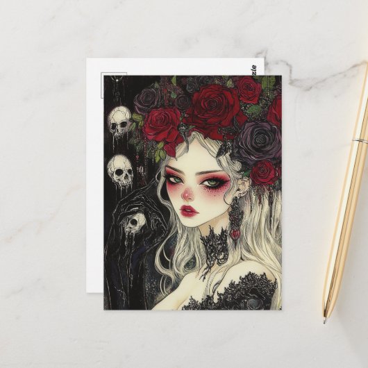 Persephone Skulls und Rose Postkarte (Vorderseite/Rückseite Beispiel)
