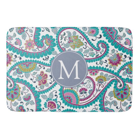 Perser Boteh Paisley Muster-Monogramm-Bad-Matte Badematte (Vorderseite)