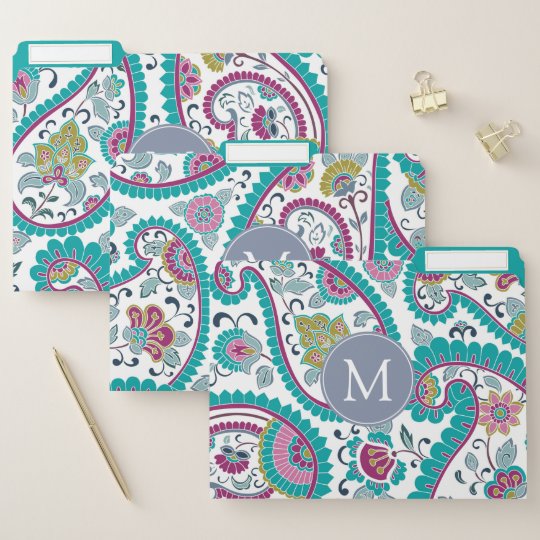 Perser Boteh Paisley Muster Monogramm Datei Ordner Papiermappe Zazzle De