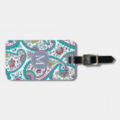 Perser Boteh Paisley Muster-Monogramm-Gepäck T Gepäckanhänger (Vorderseite horizontal)