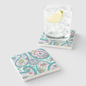 Perser Boteh Paisley Muster-Monogramm-Stein C Steinuntersetzer (Seitenansicht)