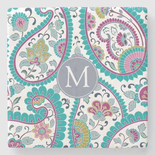 Perser Boteh Paisley Muster Monogramm Stein C Steinuntersetzer Zazzle De