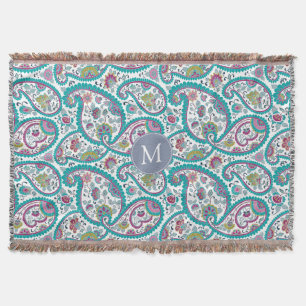 Perser Boteh Paisley Muster-Monogramm-Wurf B Decke