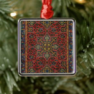 Perser Teppich Rot Blau Klassisch Ornament Aus Metall
