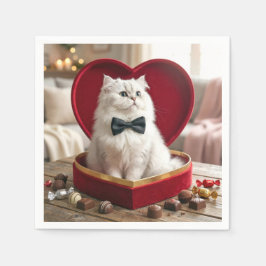 Perserkatze am Valentinstag in Schokoladenbonbon-B Serviette