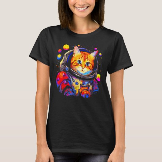 Perserkatze Astronaut T-Shirt (Vorderseite)