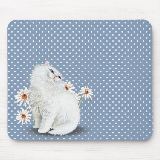 Perserkatze auf Button-Punktmuster Mousepad (Vorne)