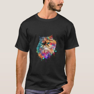 Perserkatze Farbenfrohe Splash Paint Abstrakt Art T-Shirt