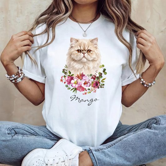 Perserkatze im Wasserfarbenstil T-Shirt