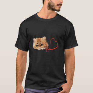 Perserkatze Mein Herzschlag EKG Lustige Katzen Mei T-Shirt