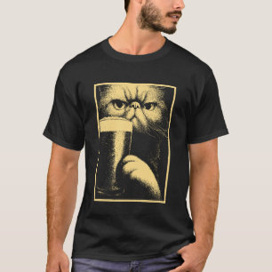 Perserkatze mit Bier trinkendem Humor St Patricks T-Shirt