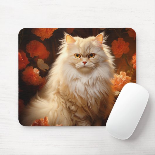 Perserkatze mit Blume Mousepad (Mit Mouse)