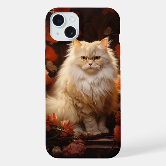 Perserkatze mit Blumen iPhone Hülle (Rückseite)