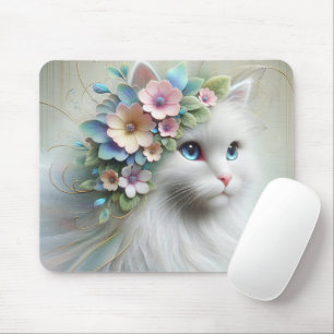 Perserkatze mit Blumenlaurel Mousepad
