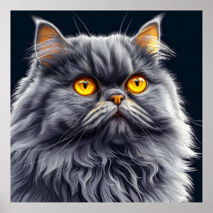 Perserkatze mit hellen orangen Augen Poster