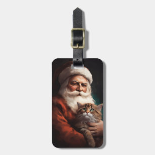 Perserkatze mit Santa Claus Festliches Weihnachten Gepäckanhänger
