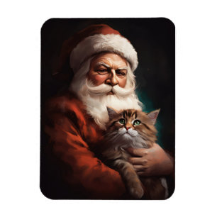 Perserkatze mit Santa Claus Festliches Weihnachten Magnet