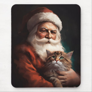 Perserkatze mit Santa Claus Festliches Weihnachten Mousepad