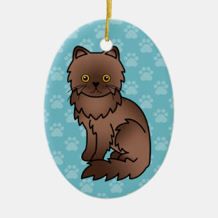 Perserkatze mit Schokoladenfärbung und orangen Aug Keramik Ornament