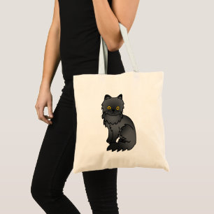 Perserkatze mit schwarzem Fell - Cartoon-Illustrat Tragetasche