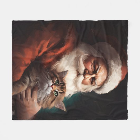 Perserkatze mit Weihnachtsfeiertag Fleecedecke (Vorderseite (Horizontal))