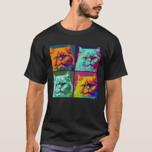 Perserkatze Pop Illustration Farbige Tier Männer   T-Shirt