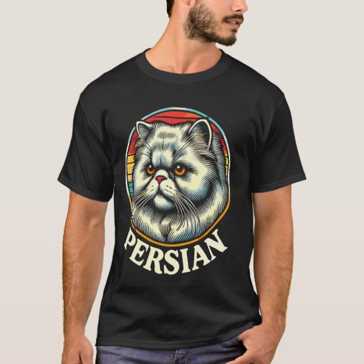 Perserkatze Retro-Stil T-Shirt (Vorderseite)