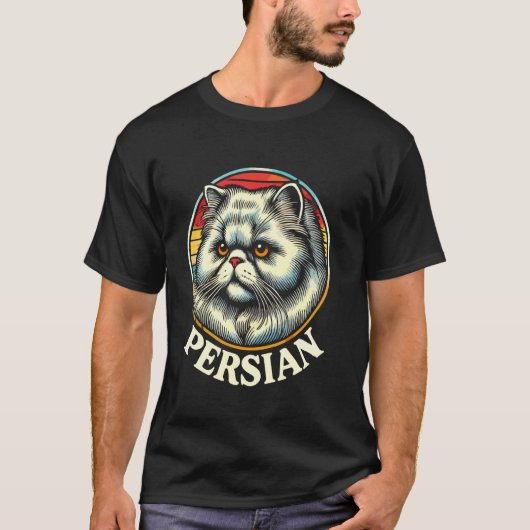 Perserkatze Retro-Stil T-Shirt (Vorderseite)