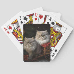Perserkatze Schneeschlitten Weihnachtsdekoration Spielkarten