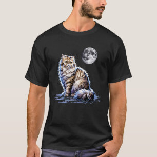 Perserkatze Vollmond Dachterrasse Nacht Wächter T-Shirt