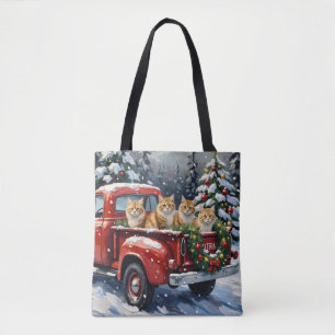 Perserkatze Weihnachten Roter LKW Feiertag Tasche