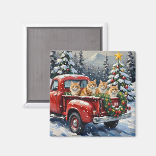 Perserkatze Weihnachten Rotes Lastwagen Ferien Magnet