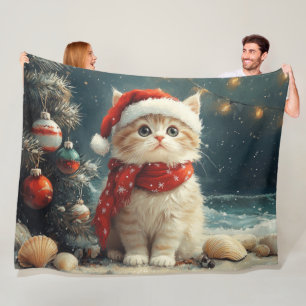 Perserkatze Weihnachten Vintage Strand Fleecedecke
