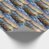 Perserkatze Weihnachtsboot Urlaub Geschenkpapier (Ecke)