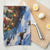 Perserkatze Weihnachtsboot Urlaub Geschirrtuch (Viertel Falte)