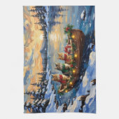 Perserkatze Weihnachtsboot Urlaub Geschirrtuch (Vertikal)