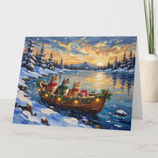Perserkatze Weihnachtsboot Urlaub Karte (Vorderseite)