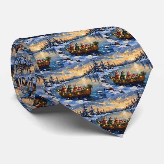 Perserkatze Weihnachtsboot Urlaub Krawatte (Gerollt)