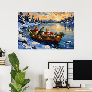 Perserkatze Weihnachtsboot Urlaub Poster