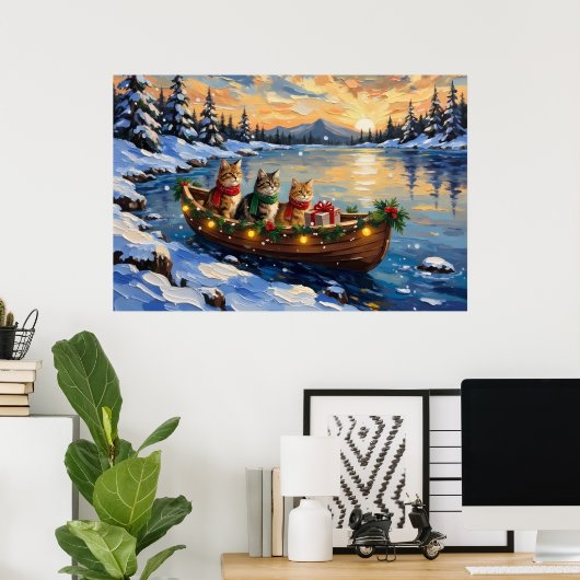 Perserkatze Weihnachtsboot Urlaub Poster (Heimbüro)