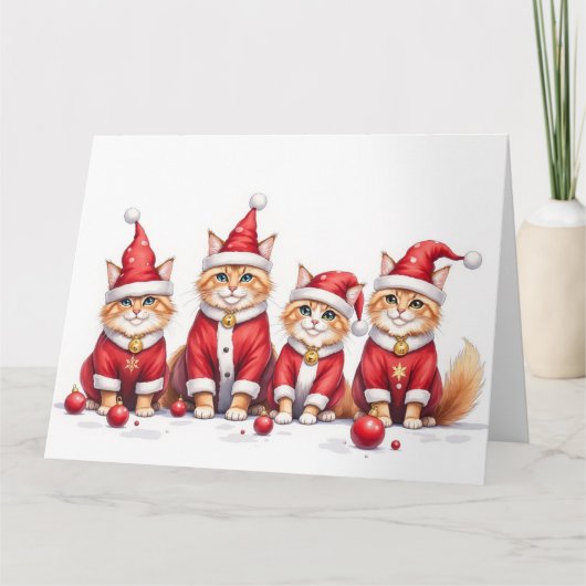 Perserkatze Weihnachtskleid Santa Hut Karte (Vorderseite)
