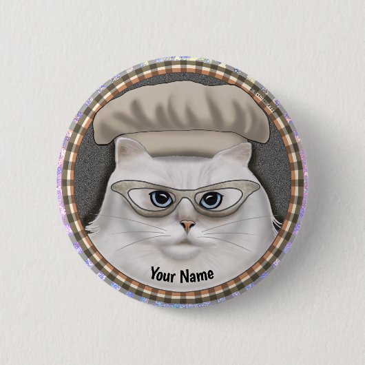 Perserkatzen-Koch-Anstecknadel Button (Vorderseite)