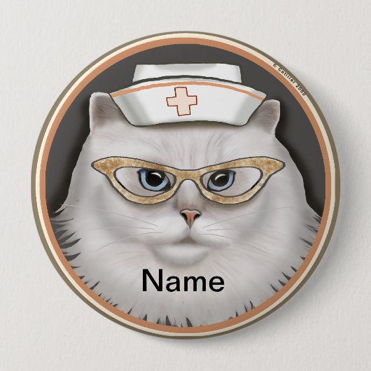 Perserkatzen-Krankenschwester Button (Vorderseite)