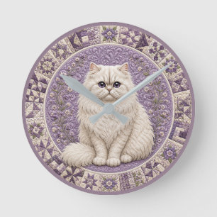 Perserkatzen-Quilt Runde Wanduhr