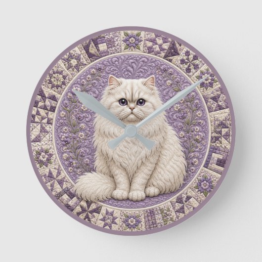 Perserkatzen-Quilt Runde Wanduhr (Vorderseite)