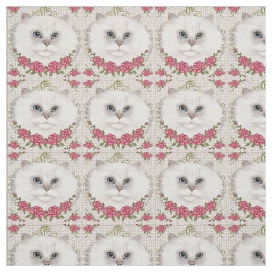Perserkatzen-Rosen Stoff (Muster)